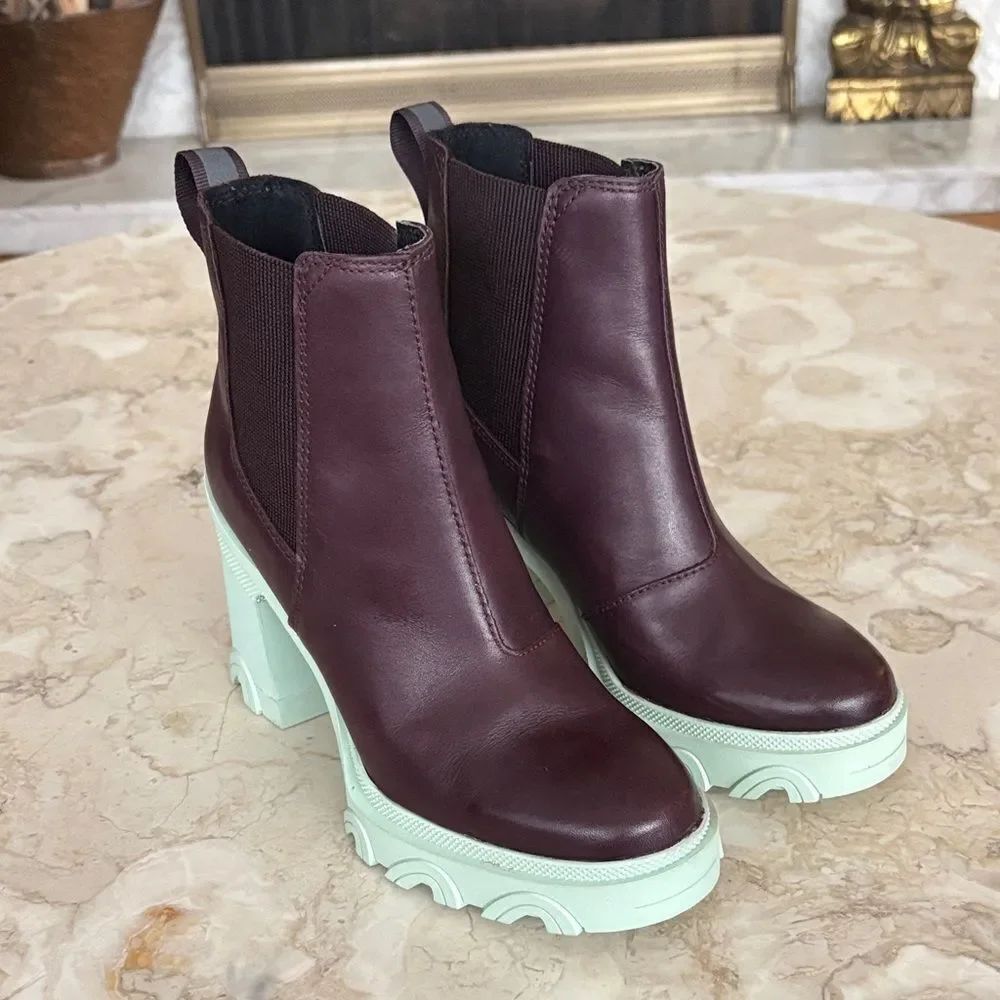 Sorel Brex Block HeelโWaterproof Leather Chelsea Chunky Boots